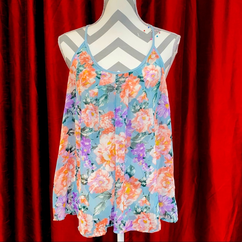 Sheer Floral Razorback Top